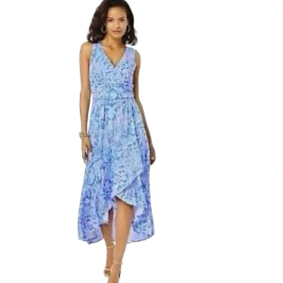 New Lillly Pulitzer Moana - High-Low Wrap Maxi Sleeveless Dress Size Large NWT - Picture 12 of 12